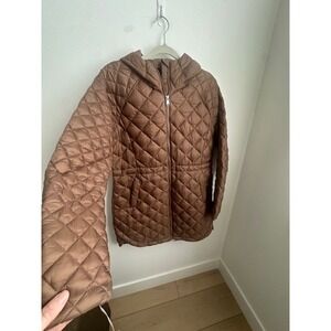 Athleta Whisper Featherless Parka Quilted Hooded Jacket Brown M